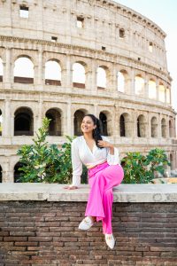 Karla V. Mardueño in front of the colosseum in Rome, Italy. 